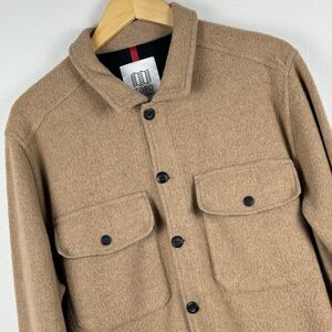Topo Designs Wool Blend Button Shirt Overshirt Shacket Beige Taupe Size XL Heavy
